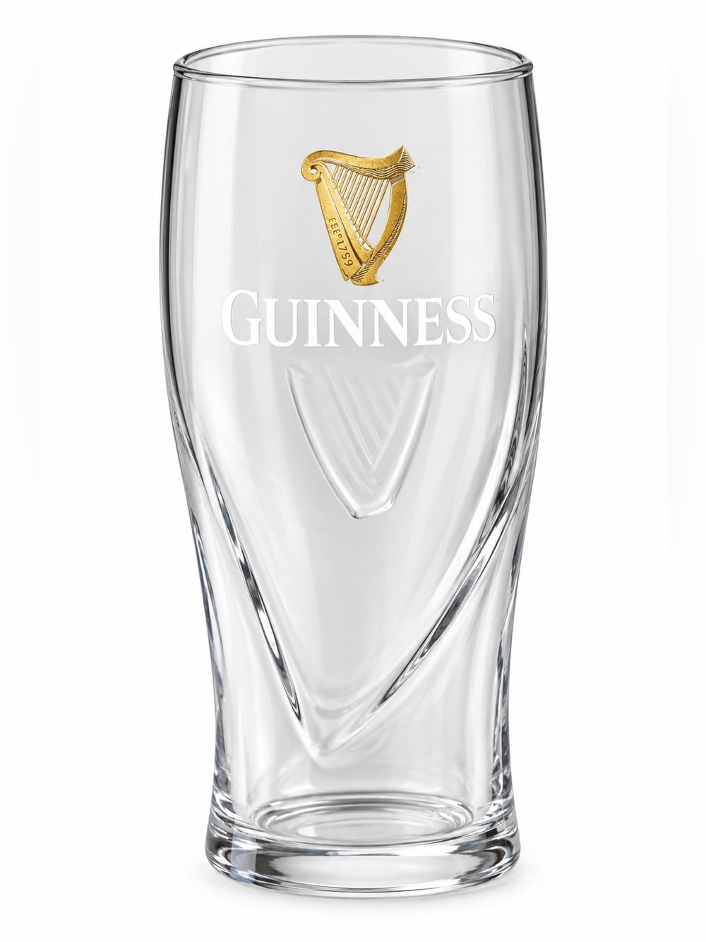 Guinness Glass Pint with Gold Harp Logo - Clear